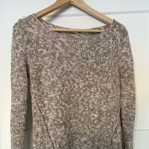 BP Sweater Caramel White Tan Knit Pullover Round Neck Long Sleeve Women US S